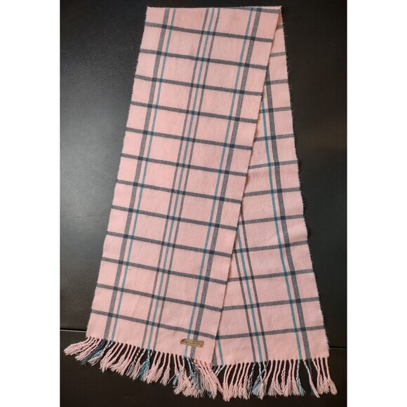 100% Cashmere Scarf Pink Plaid Tartan Made In England Classiccore 64 x 11.5 In - Picture 3 of 8